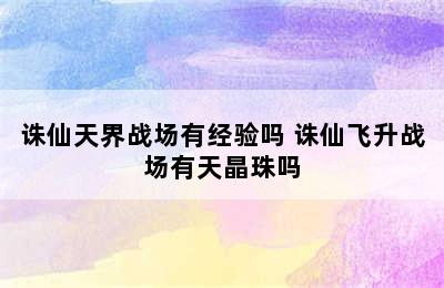 诛仙天界战场有经验吗 诛仙飞升战场有天晶珠吗